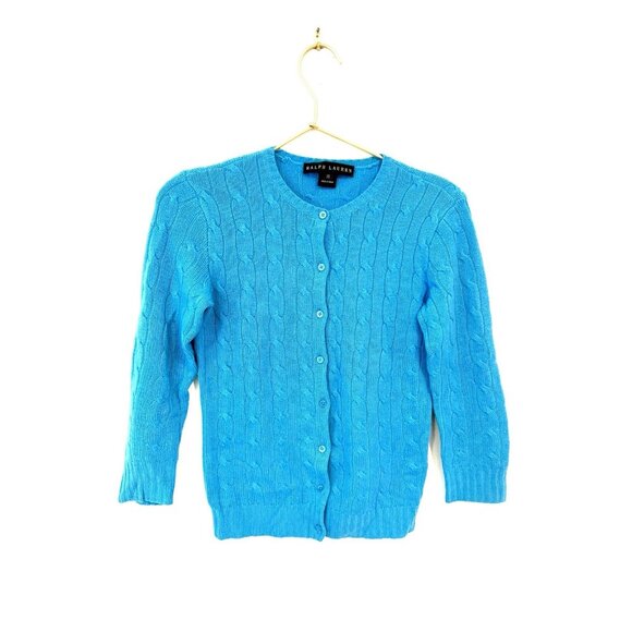 Ralph Lauren 100% Cashmere Cardigan Black Label Collection Blue XS - Picture 1 of 10
